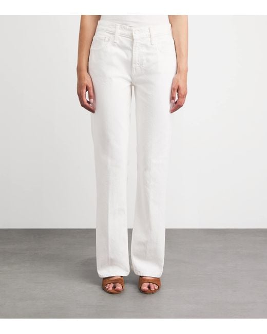 Mother White The Bookie Skimp Wide-Leg Jeans