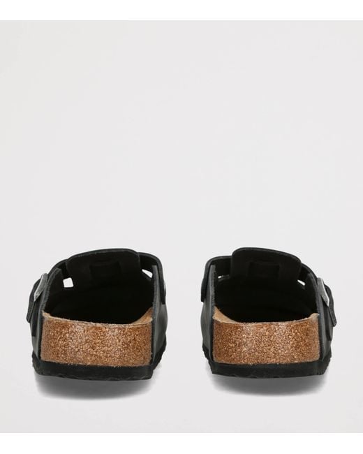Birkenstock Black Oiled Leather Boston Clogs for men