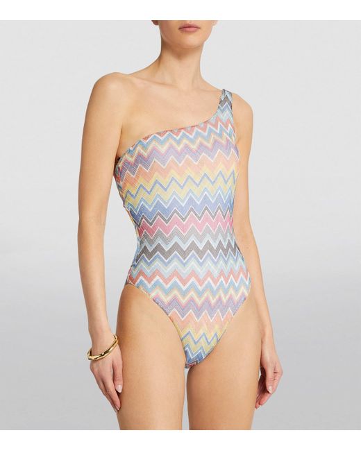 Missoni White One-Shoulder Zigzag Swimsuit