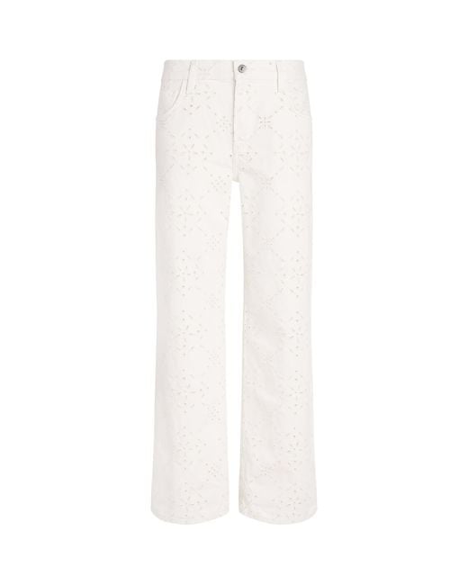 Citizens of Humanity White Eyelet Lindz Easy Straight Jeans