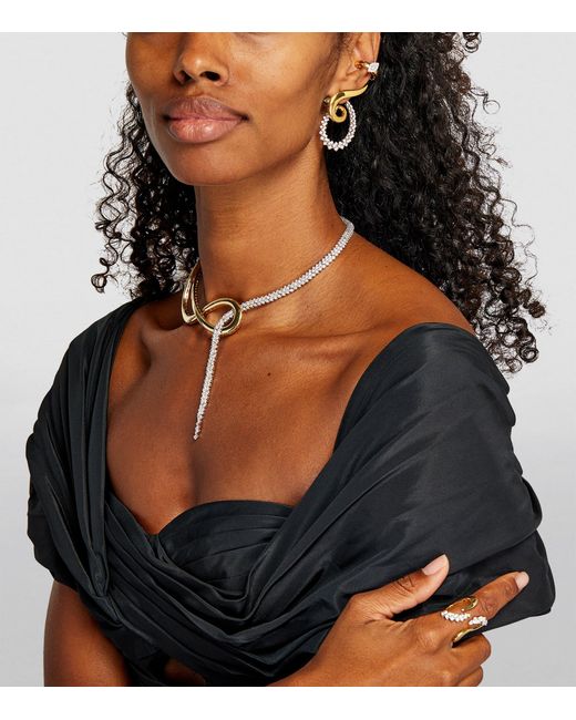 YEPREM Metallic And Diamond Golden Strada Earrings