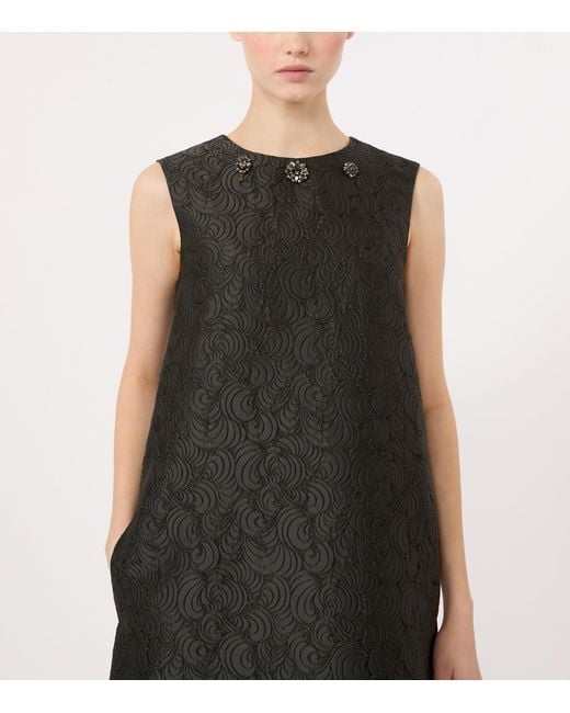 Max Mara Black Crystal Jacquard Mini Shift Dress