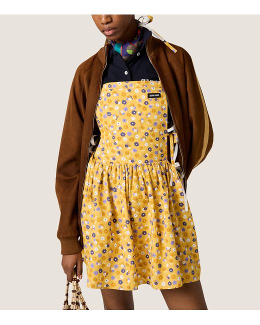 Miu Miu Metallic Floral Apron Mini Dress