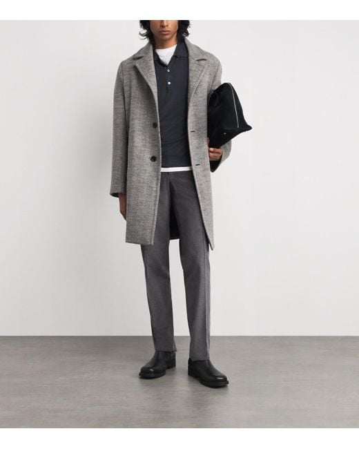 Canali Blue Wool-Silk Polo Sweater for men