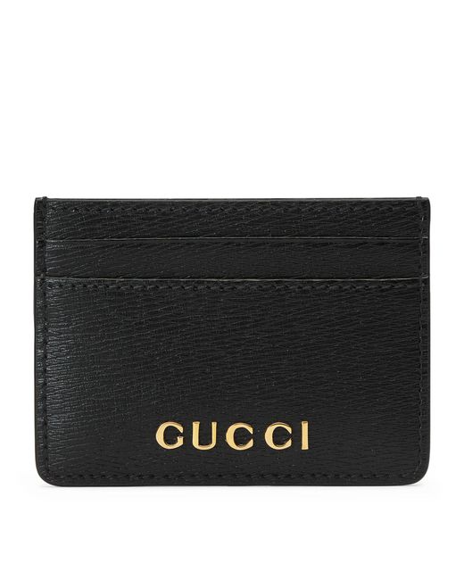 Gucci Black Leather Letter Script Card Holder