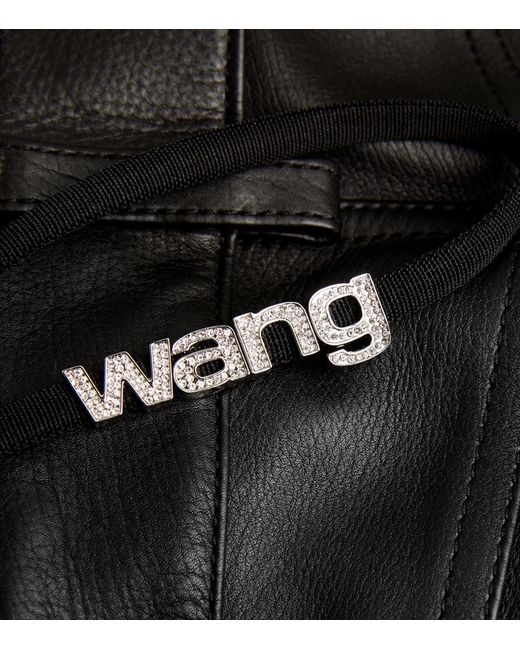 Alexander Wang Black Leather Mini Skort With Integrated G-string