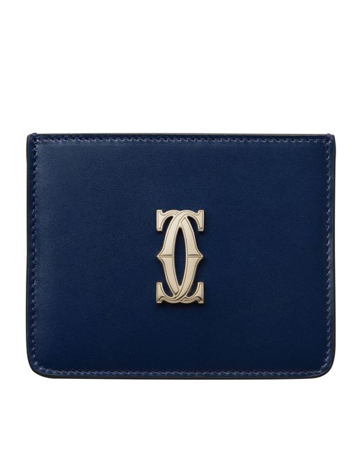 Cartier Blue Leather C De Card Holder