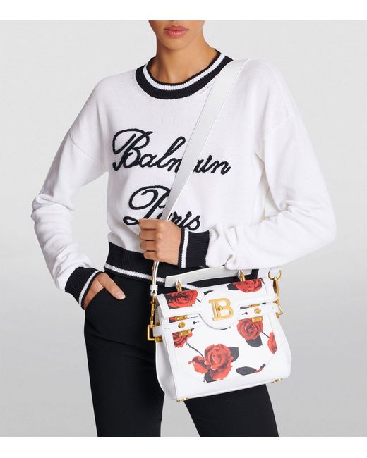 Balmain White Leather B-buzz 23 Top-handle Bag