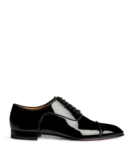 Christian Louboutin Black Greggo Patent Oxford Shoes for men