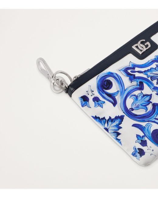 Dolce & Gabbana Blue Majolica Slippers And Sleep Mask Travel Set