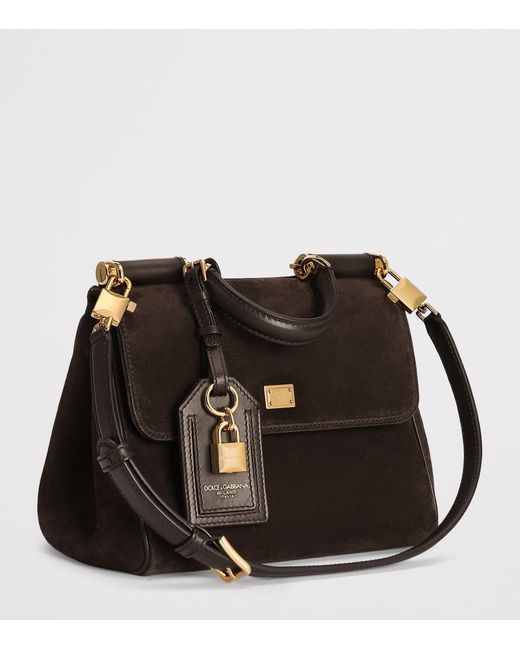 Dolce & Gabbana Black Suede My Sicily Top-Handle Bag