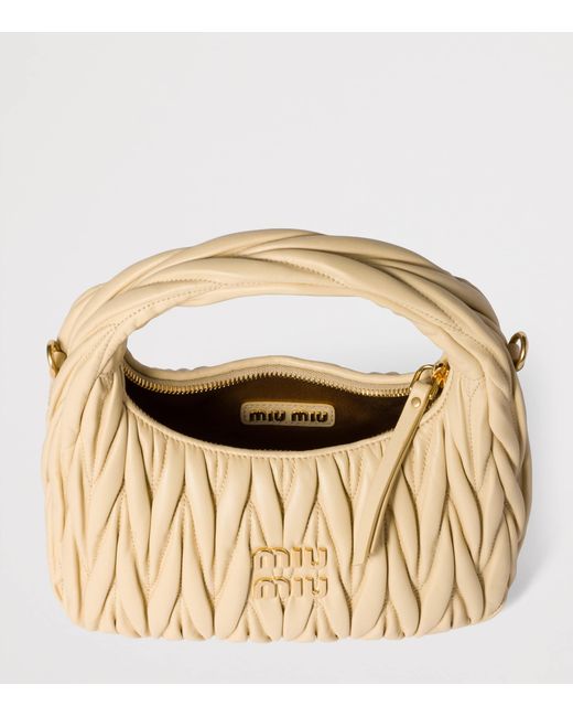Miu Miu Metallic Matelassé Leather Wander Top-Handle Bag