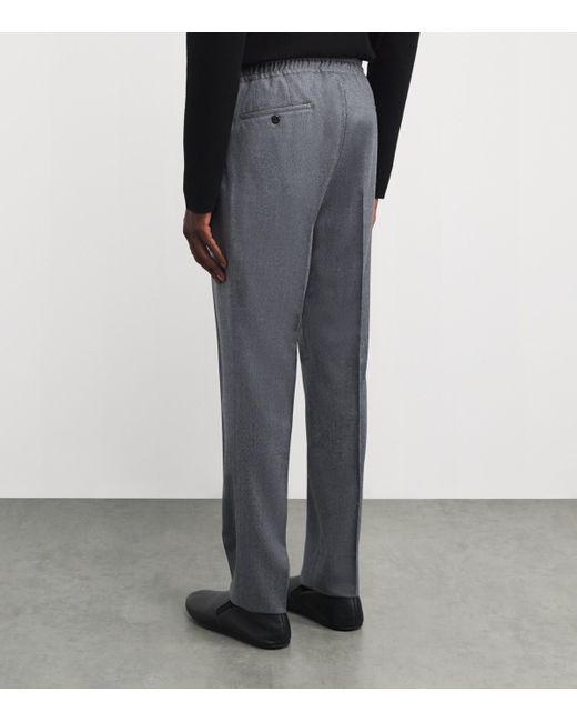 Corneliani Gray Wool Drawstring Trousers for men