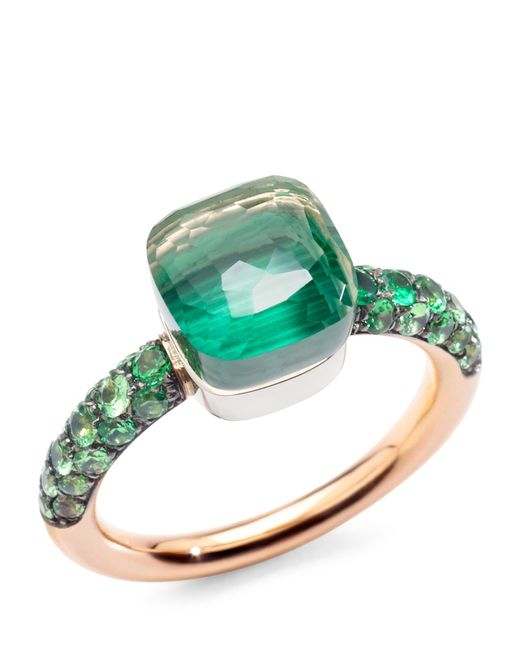 Pomellato Mixed Gold, Prasiolite, Malachite And Tsavorite Nudo Petit