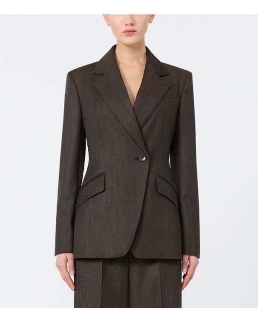 Max Mara Black Wool Diagonal-Front Blazer