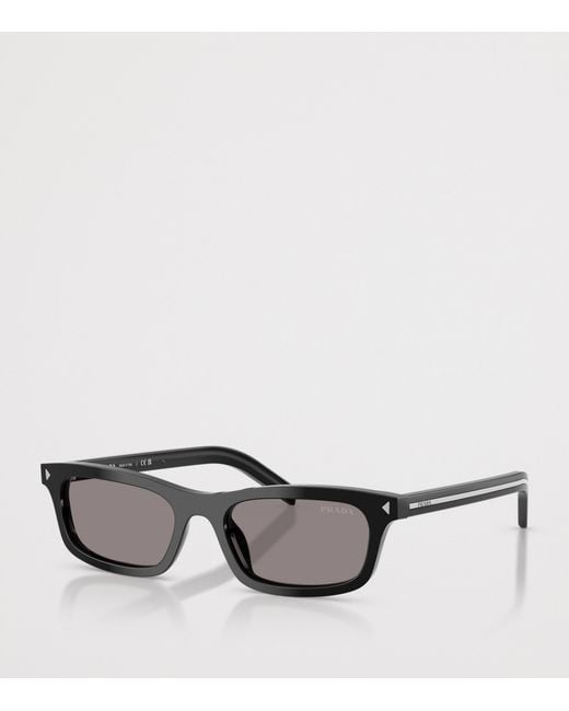 Prada Gray Acetate Rectangle Sunglasses