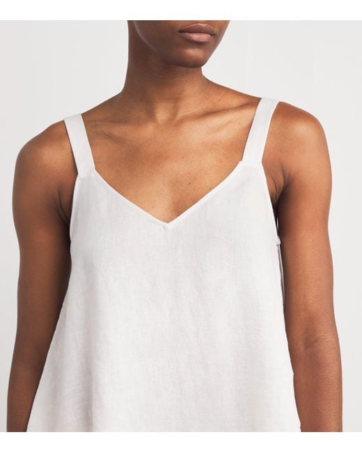 Eberjey White Linen-Blend V-Neck Cami Top