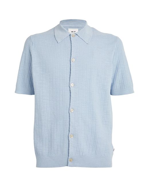 NN07 Blue Ribbed Polo Shirt for men