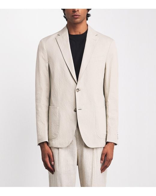 Boss White Seersucker Hanry Blazer for men
