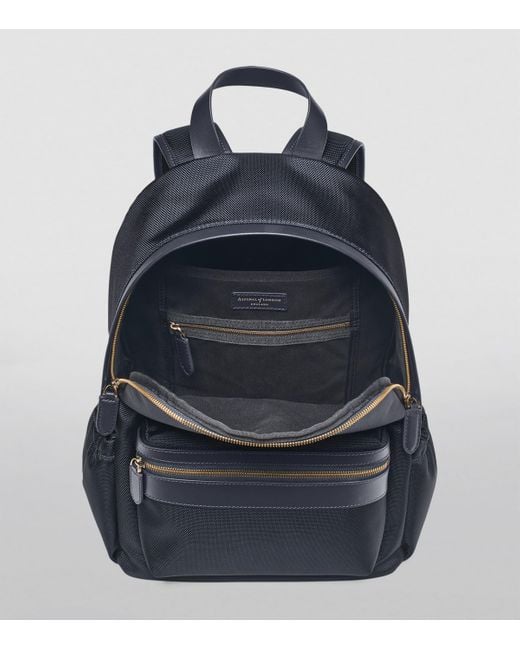 Aspinal Blue Nylon Backpack for men