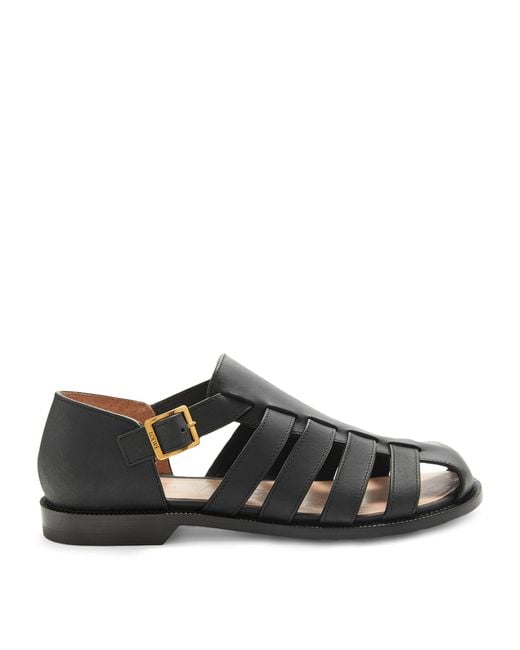 Loewe Black Leather Campo Sandals