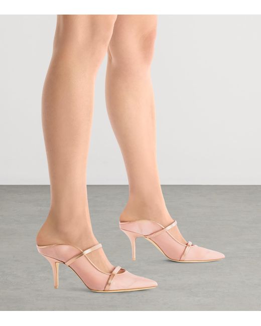 Malone Souliers Pink Organza And Leather Maureen Heeled Mules 70