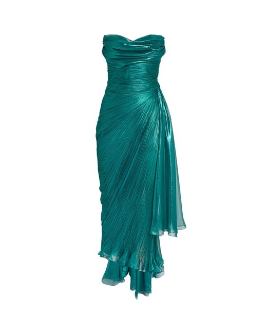 Maria Lucia Hohan Green Silk Asymmetric Luise Midi Dress