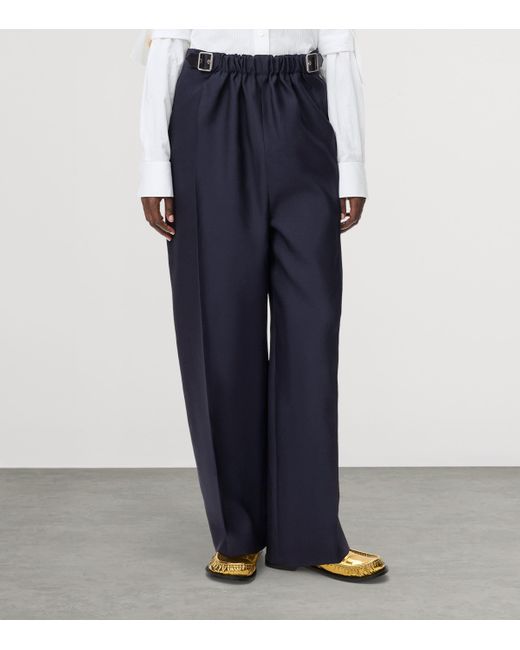 Loewe Blue Buckled Wide-Leg Trousers