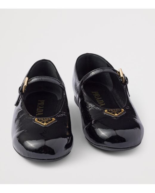 Prada Black Patent Leather Triangle Ballet Flats