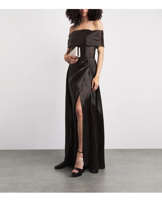 Pamella Roland Black Liquid Organza Gown
