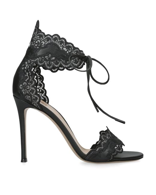 Gianvito Rossi Black Leather Evie Sandals 105