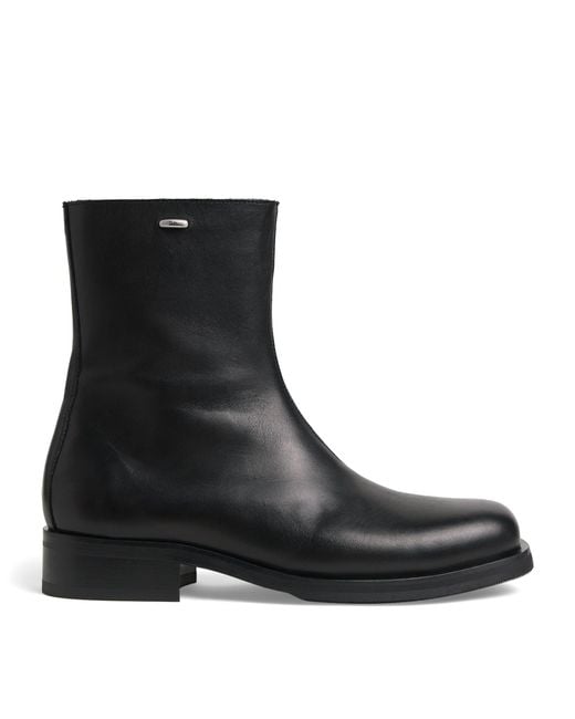 Our Legacy Black Leather Camion Ankle Boots for men