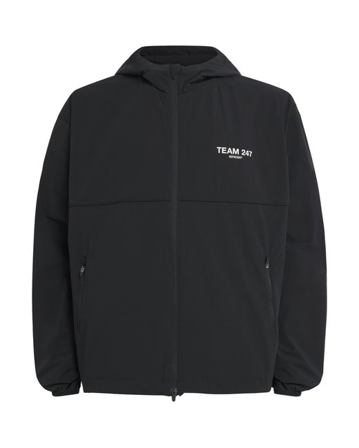 REPRESENT 247 Black Hooded Team 247 Track Jacket for men