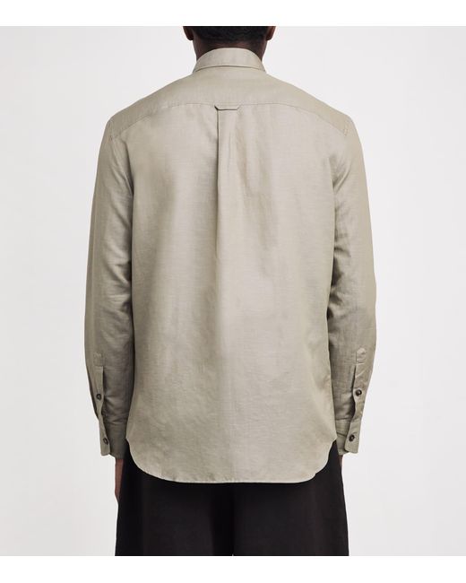 Brioni Gray Cotton-Linen Twin-Pocket Shirt for men