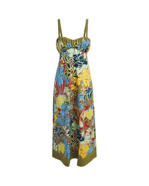 ALÉMAIS White Cotton Floral Solstice Midi Dress