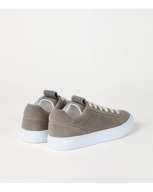 Brunello Cucinelli Gray Suede Low-Top Sneakers
