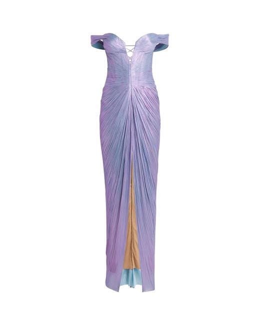 Maria Lucia Hohan Purple Silk Off-The-Shoulder Diella Gown