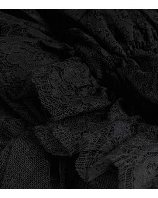 Alessandra Rich Black Sheer Lace Maxi Dress