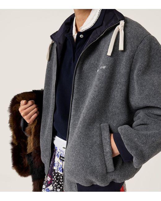Miu Miu Blue Reversible Bomber Jacket
