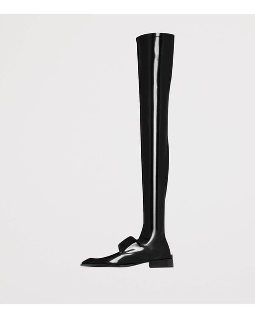 Saint Laurent Black Vinyl Romeo Over-The-Knee Boots for men