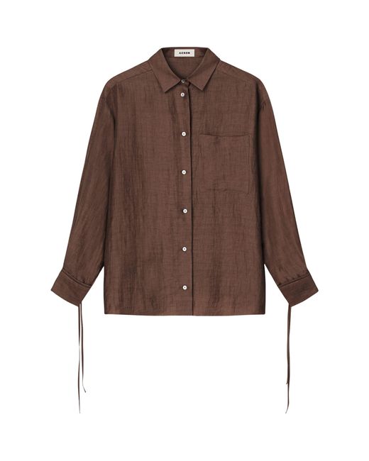 Aeron Brown Linen-blend Soir Shirt