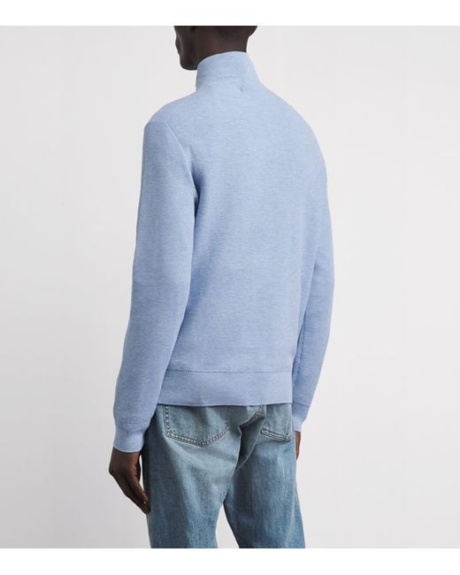 Polo Ralph Lauren Blue Cotton Quarter-Zip Sweatshirt for men