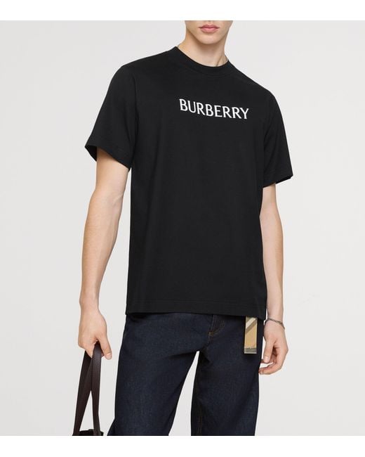 Burberry Black Cotton Logo Slim T-Shirt for men