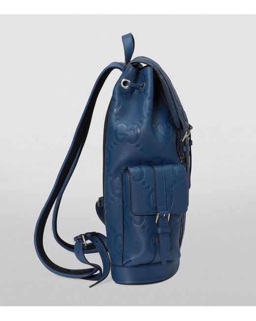 Gucci Blue Leather Jumbo Gg Backpack for men