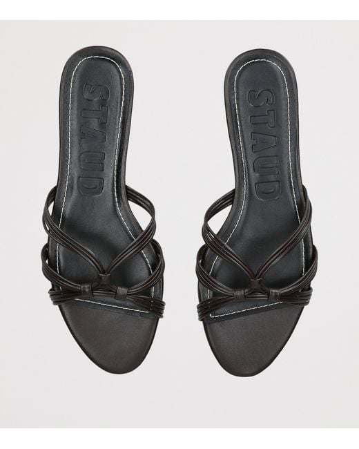 Staud Black Leather Carrie Sandals