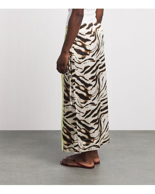Ganni Green Printed Midi Wrap Skirt