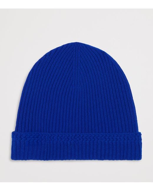 Tom Ford Blue Cashmere Logo Beanie for men