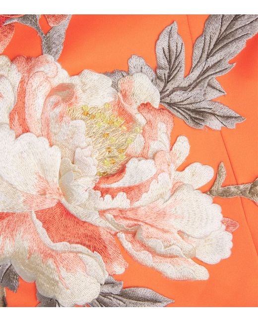 LEO LIN Orange Floral Appliqué Ava Maxi Dress