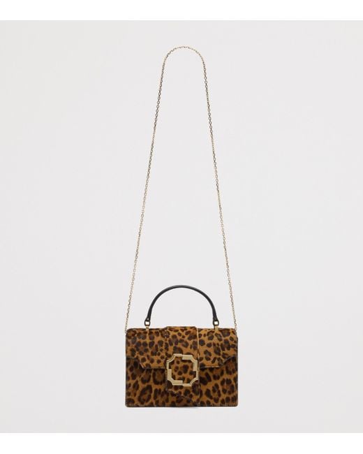 Malone Souliers Brown Mini Leopard Audrey Top-Handle Bag