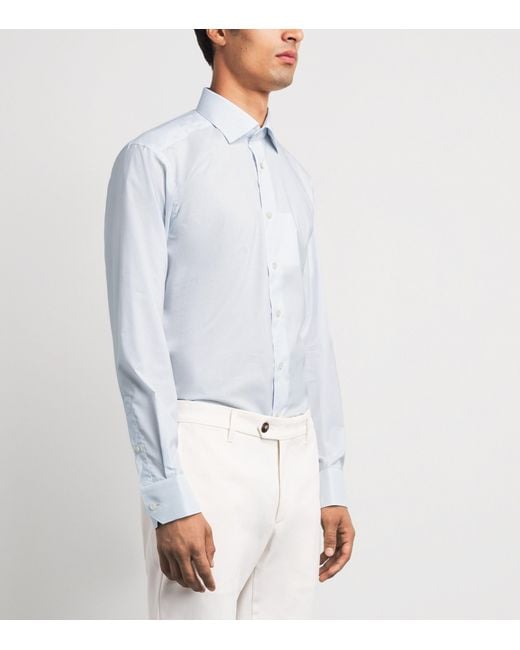 Eton of Sweden White Supima Cotton Stripe Slim Fit Shirt for men